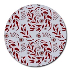 Folk Flowers Art Pattern Floral Abstract Surface Design  Seamless Pattern Round Mousepads by Eskimos