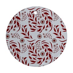 Folk Flowers Art Pattern Floral Abstract Surface Design  Seamless Pattern Round Ornament (two Sides)