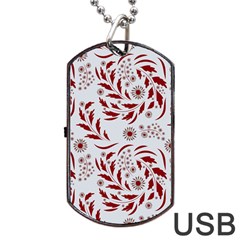 Folk Flowers Art Pattern Floral Abstract Surface Design  Seamless Pattern Dog Tag Usb Flash (one Side) by Eskimos