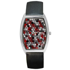 Hexagonal Blocks Pattern, Mixed Colors Barrel Style Metal Watch by Casemiro