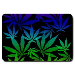 Weed Rainbow, Ganja Leafs Pattern In Colors, 420 Marihujana Theme Large Doormat  by Casemiro