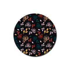 Rose Floral Rubber Coaster (round)  by tmsartbazaar