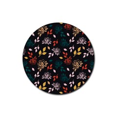 Rose Floral Rubber Round Coaster (4 Pack)  by tmsartbazaar