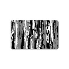 Black And White Abstract Linear Print Magnet (name Card) by dflcprintsclothing