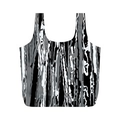 Black And White Abstract Linear Print Full Print Recycle Bag (m) by dflcprintsclothing