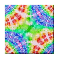 Tie Die Look Rainbow Pattern Tile Coaster by myblueskye777
