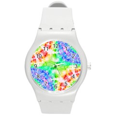 Fpd Batik Rainbow Pattern Round Plastic Sport Watch (m)