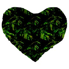 Jungle Camo Tropical Print Large 19  Premium Flano Heart Shape Cushions by dflcprintsclothing