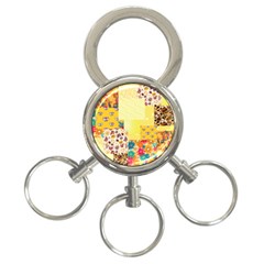 Yellow Floral Aesthetic 3-ring Key Chain by designsbymallika