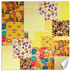 Yellow Floral Aesthetic Canvas 12  X 12  by designsbymallika