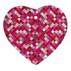 Pink Tiles Heart Ornament (two Sides) by designsbymallika