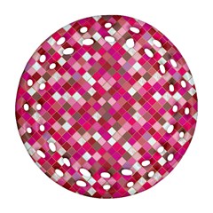 Pink Tiles Round Filigree Ornament (two Sides) by designsbymallika