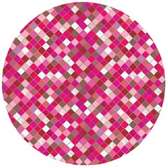 Pink Tiles Wooden Puzzle Round by designsbymallika