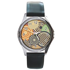 Circular Pattern Round Metal Watch