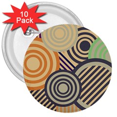 Circular Pattern 3  Buttons (10 pack) 