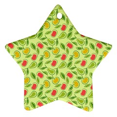 Vector Fruits pattern, pastel colors, yellow background Ornament (Star)