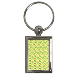 Vector Fruits pattern, pastel colors, yellow background Key Chain (Rectangle)