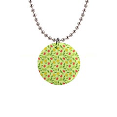 Vector Fruits pattern, pastel colors, yellow background 1  Button Necklace