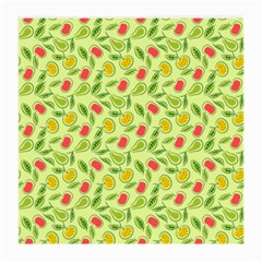 Vector Fruits Pattern, Pastel Colors, Yellow Background Medium Glasses Cloth (2 Sides) by Casemiro