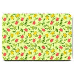 Vector Fruits Pattern, Pastel Colors, Yellow Background Large Doormat  by Casemiro