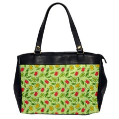 Vector Fruits Pattern, Pastel Colors, Yellow Background Oversize Office Handbag by Casemiro