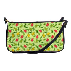 Vector Fruits Pattern, Pastel Colors, Yellow Background Shoulder Clutch Bag by Casemiro