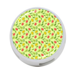 Vector Fruits pattern, pastel colors, yellow background 4-Port USB Hub (One Side)