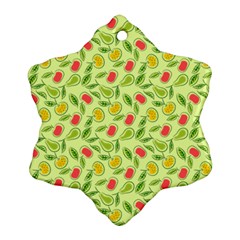 Vector Fruits pattern, pastel colors, yellow background Snowflake Ornament (Two Sides)