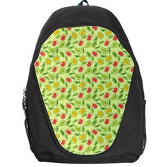 Vector Fruits pattern, pastel colors, yellow background Backpack Bag