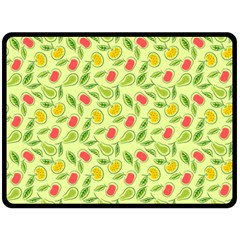 Vector Fruits pattern, pastel colors, yellow background Double Sided Fleece Blanket (Large) 