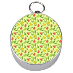 Vector Fruits pattern, pastel colors, yellow background Silver Compasses