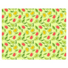 Vector Fruits Pattern, Pastel Colors, Yellow Background Double Sided Flano Blanket (medium)  by Casemiro