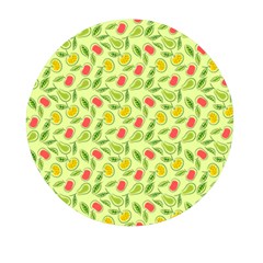 Vector Fruits pattern, pastel colors, yellow background Mini Round Pill Box