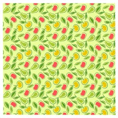 Vector Fruits pattern, pastel colors, yellow background Wooden Puzzle Square