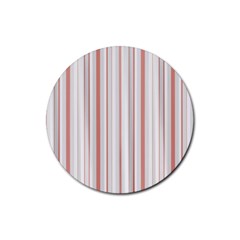 Salmon And Grey Linear Design Rubber Coaster (round)  by dflcprintsclothing