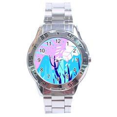 Aquatic Surface Patterns Stainless Steel Analogue Watch