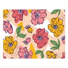 Cartoon Flowers Double Sided Flano Blanket (large)  by designsbymallika