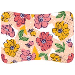 Cartoon Flowers Velour Seat Head Rest Cushion by designsbymallika