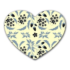 Folk Flowers Art Pattern Floral  Surface Design  Seamless Pattern Heart Mousepads by Eskimos