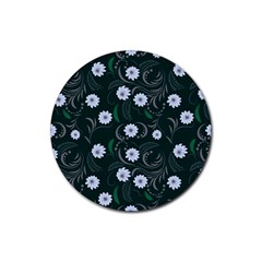 Folk Flowers Art Pattern Floral  Surface Design  Seamless Pattern Rubber Coaster (round)  by Eskimos