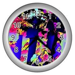 Neon Aggression Wall Clock (silver) by MRNStudios