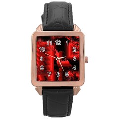 Red Light Rose Gold Leather Watch  by MRNStudios