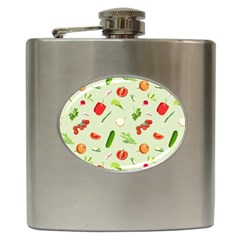 Seamless Pattern With Vegetables  Delicious Vegetables Hip Flask (6 Oz) by SychEva