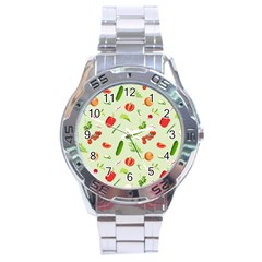 Seamless Pattern With Vegetables  Delicious Vegetables Stainless Steel Analogue Watch