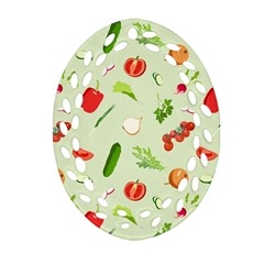 Seamless Pattern With Vegetables  Delicious Vegetables Oval Filigree Ornament (two Sides) by SychEva