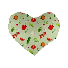 Seamless Pattern With Vegetables  Delicious Vegetables Standard 16  Premium Heart Shape Cushions by SychEva