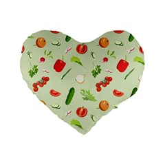 Seamless Pattern With Vegetables  Delicious Vegetables Standard 16  Premium Flano Heart Shape Cushions by SychEva