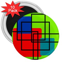 Colorful Rectangle Boxes 3  Magnets (10 Pack) 