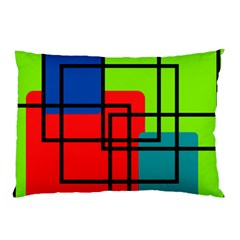 Colorful Rectangle Boxes Pillow Case by Magicworlddreamarts1