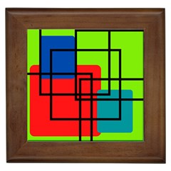 Colorful Rectangle Boxes Framed Tile by Magicworlddreamarts1